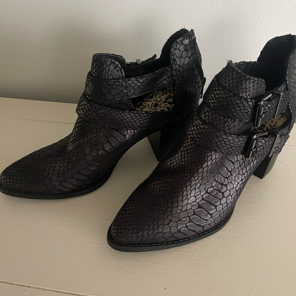 Brand new Express Black snake print mules